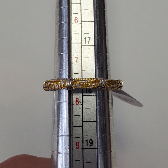 "Silver spots" dalmatian jasper handmade wire wrap ring size 8 - Picture 7 of 7